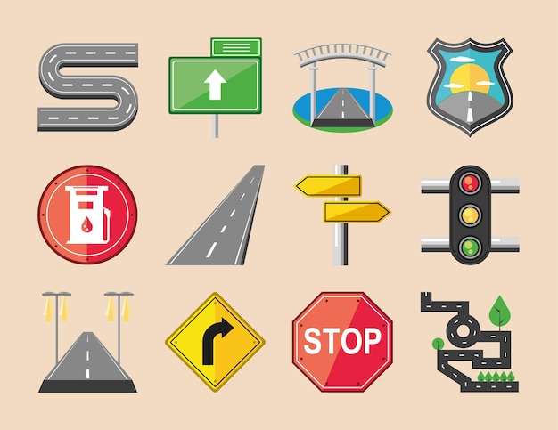 Route de flèche de signes de voyage de trafic