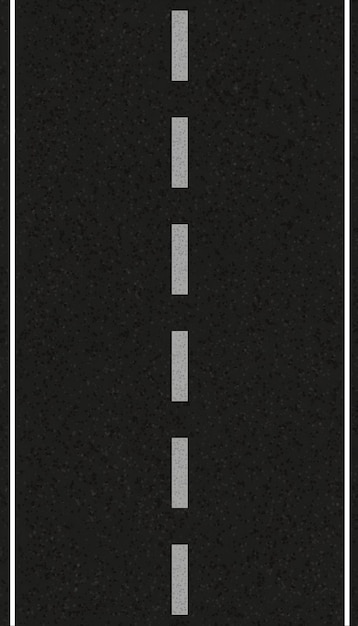 Route avec des marquages de voie blancs sur asphalte noir