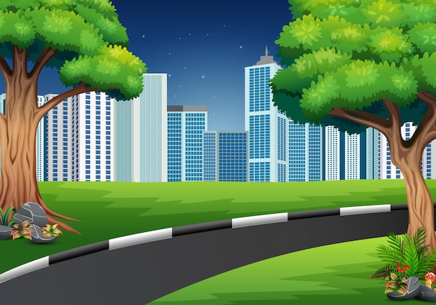 Une Route Naturelle Vue Sur Un Fond Urbain