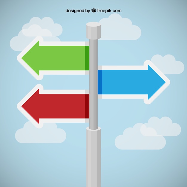 Vecteur route, signe avec différents flèches