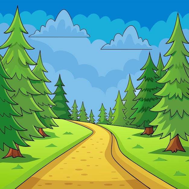 Route De Terre Au Bord De La Forêt Illustration Illustration Vectorielle