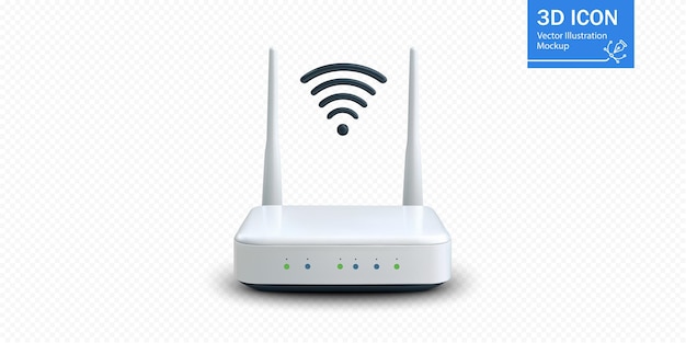 Router sans fil avec antenne et icône de signal sur fond clair présentant une technologie moderne pour la connectivité Internet dans les maisons