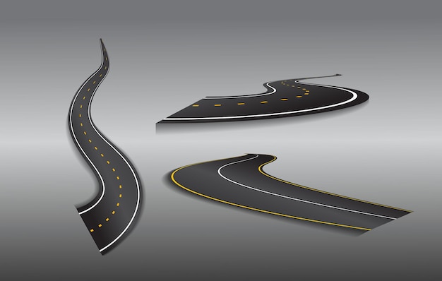 Des routes courbes illustrées en 3D