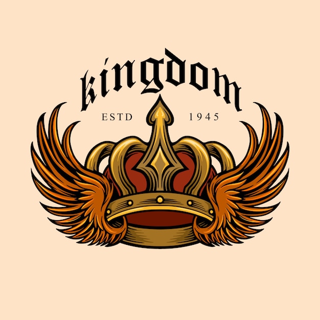 Royaume élégant Couronne D'or Et Aile Illustrations