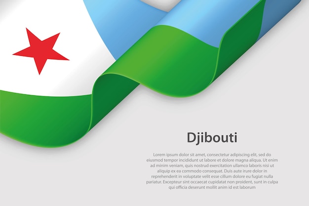 Ruban 3D avec drapeau national Djibouti isolé sur fond blanc avec fond