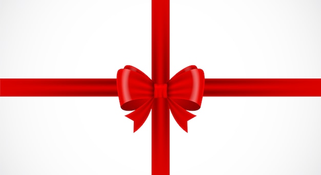 Ruban arc rouge sur fond blanc paquet cadeau arc rouge isolé