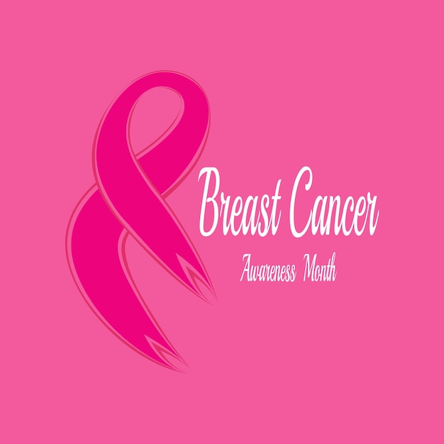 Ruban rose pour illustration vectorielle de symbole de sensibilisation au cancer du sein