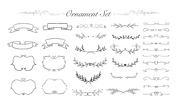 Ruban Vintage Cadre Ornement Mariage Carte D'invitation Grand Ensemble