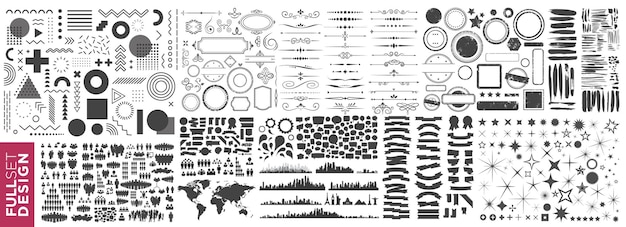 Rubans de collection de conception vectorielle complète étoiles technologie d'entreprise