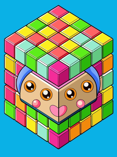 Rubik's cube illustration graphique vectorielle format de fichier source EPS conception d'icône de mise à l'échelle sans perte