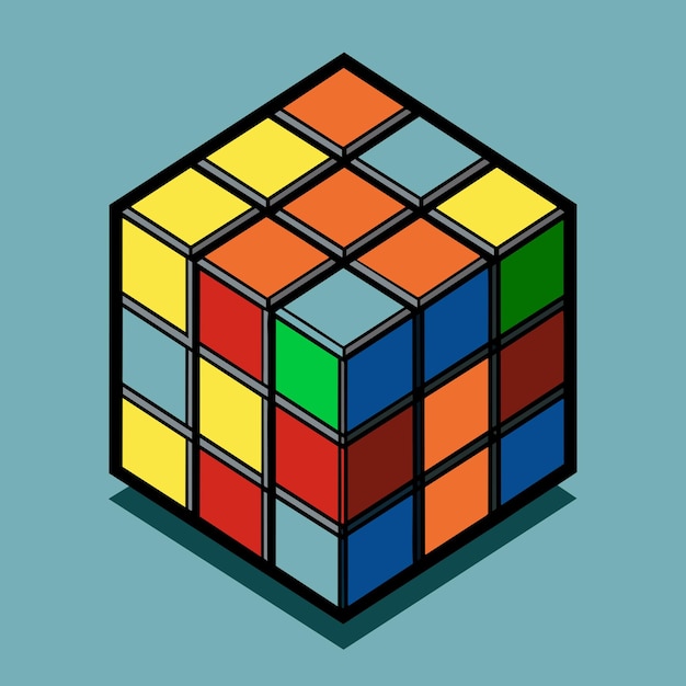 Rubik's cube illustration graphique vectorielle format de fichier source EPS conception d'icône de mise à l'échelle sans perte