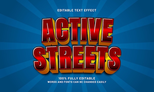 rues actives effets de texte modifiables avec un thème sportif et urbain