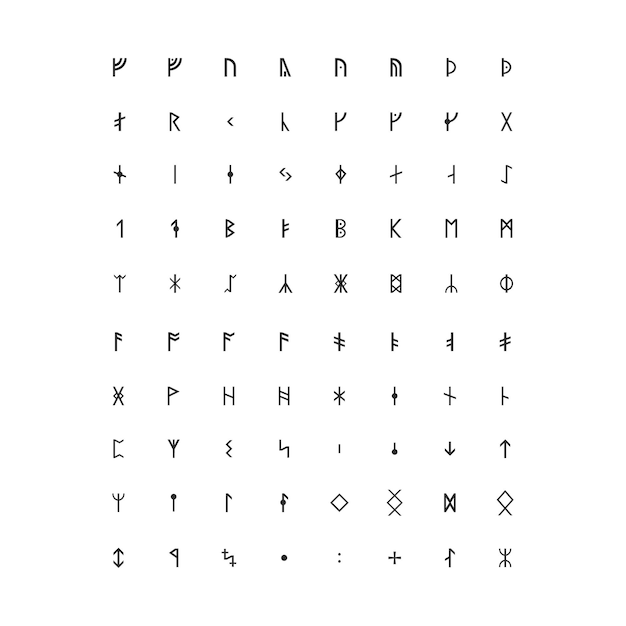 Runes Sollection de lettres runiques utilisées dans les langues germaniques. Vecteur