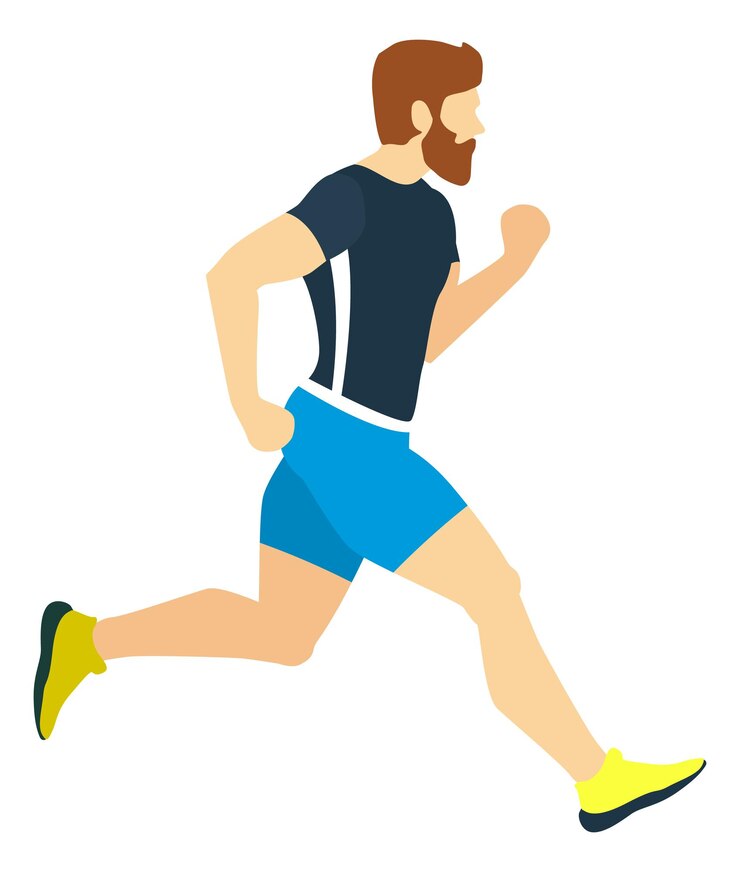 Vecteur running homme en vêtements de sport. entraînement des athlètes pour le marathon