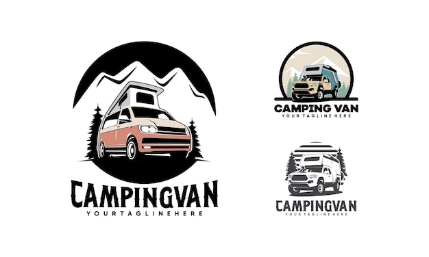 RV camping-car style classique logo illustration vectorielle Parfait pour les activités liées à la location de camping-cars et de camping-cars