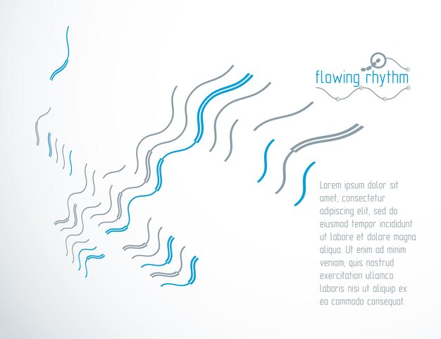 Rythme fluide, lignes de vague abstraites fond vectoriel à utiliser comme affiche publicitaire ou conception de bannière.