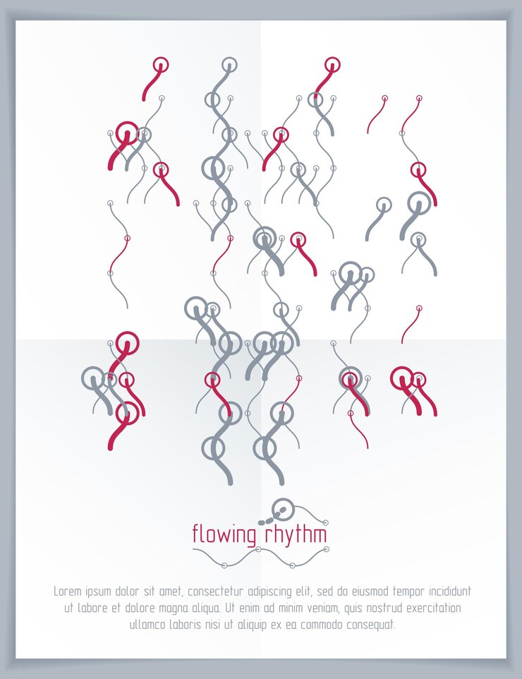 Vecteur rythme fluide, lignes de vague abstraites fond vectoriel à utiliser comme affiche publicitaire ou conception de bannière.