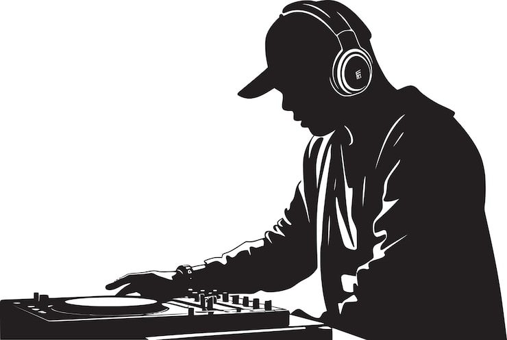 Vecteur le rythme qui nous unit dj disc jockey réunissant des publics divers