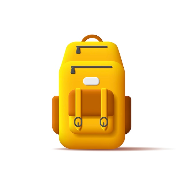 Sac à dos jaune icône 3d école ou illustration numérique de voyage