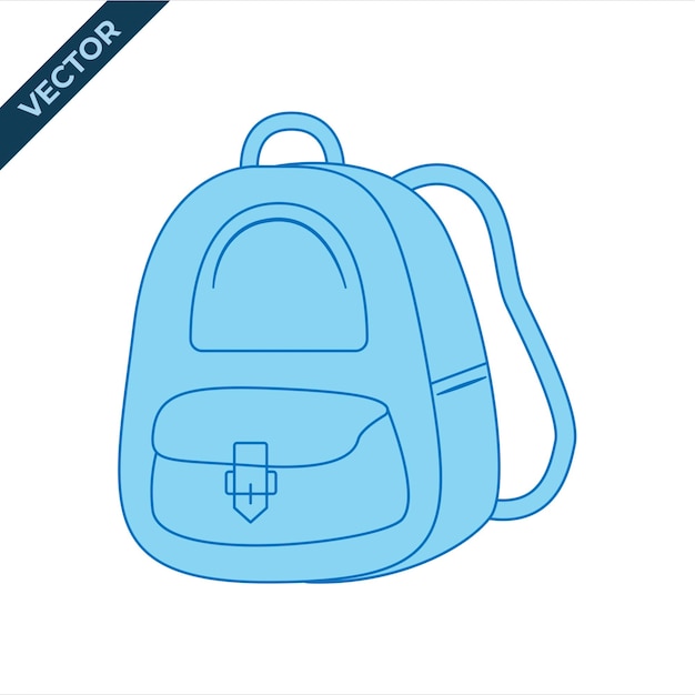 Sac à Dos à Ligne Bleue Illustration Vectorielle Sur Le Thème De L'éducation Retour à L'école