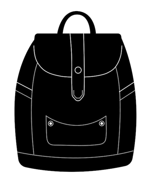 Vecteur sac à dos noir et blanc pour illustration vectorielle école et voyage