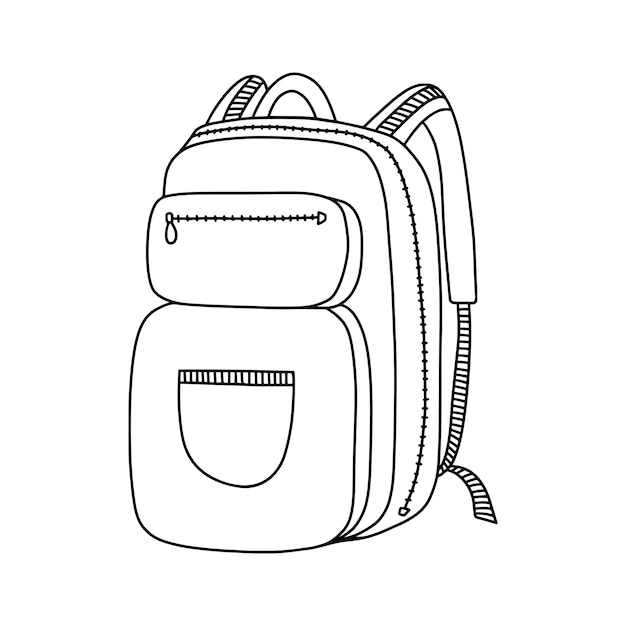 Vecteur sac à dos de randonnée dans le style d'un doodle isolé sur fond blanc illustration vectorielle