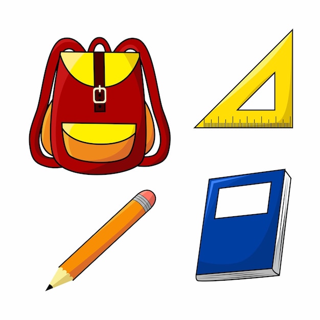 un sac à dos rouge avec un triangle jaune et un marqueur jaune avec un numéro 3 dessus