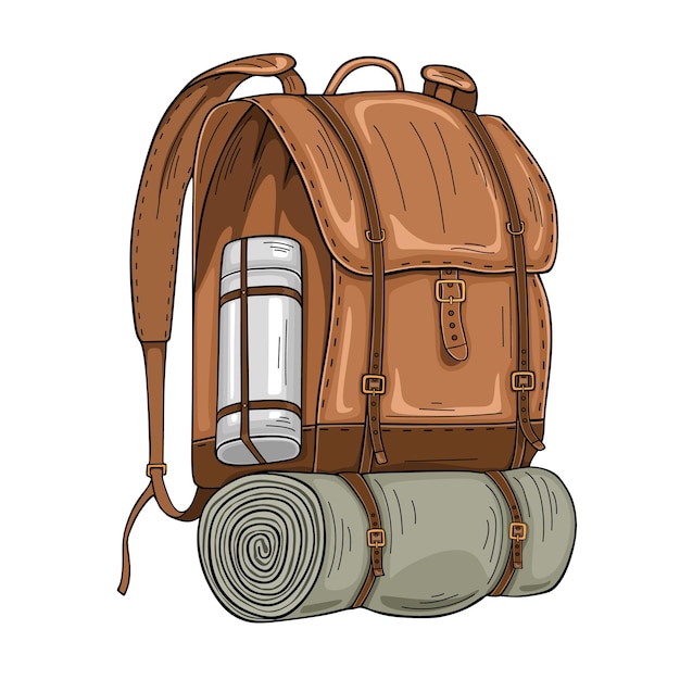 Vecteur sac à dos de voyage marron en cuir vector