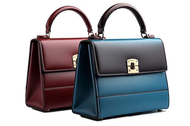 Vecteur sac de femme rouge et bleu isolé sur le blanc