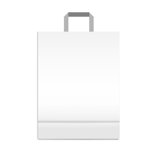 Vecteur sac de marchandise shopping avec vecteur de poignée maquette paquet de papier blanc avec modèle de gousset inférieur