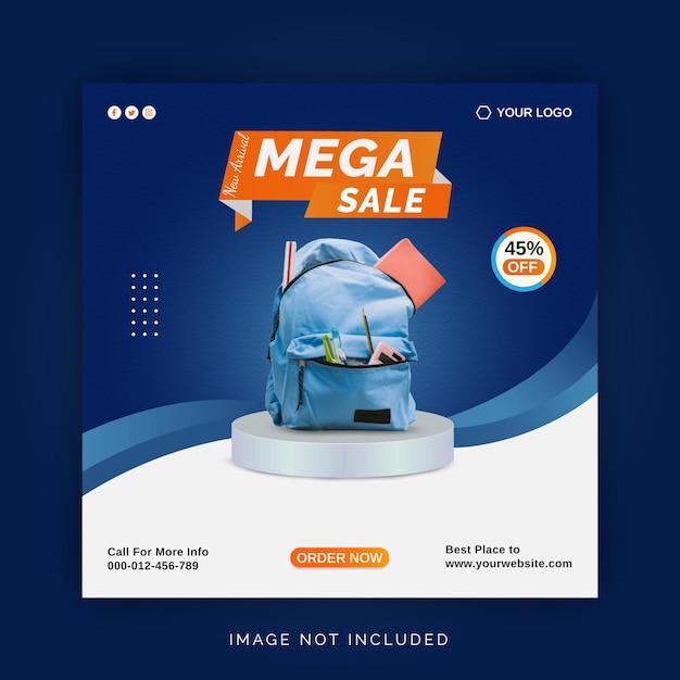 Sac Mega Sale Bannière de médias sociaux Modèle de publication Instagram