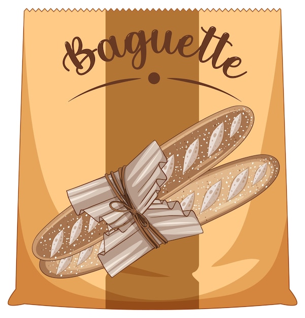 Vecteur sac en papier baguette isolé