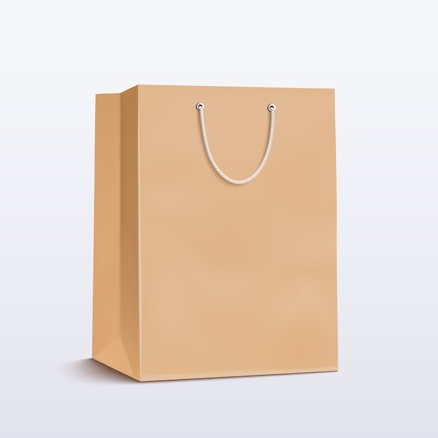 Sac en papier. Emballage artisanal avec poignée pour le shopping, la publicité et l'image de marque. illustration