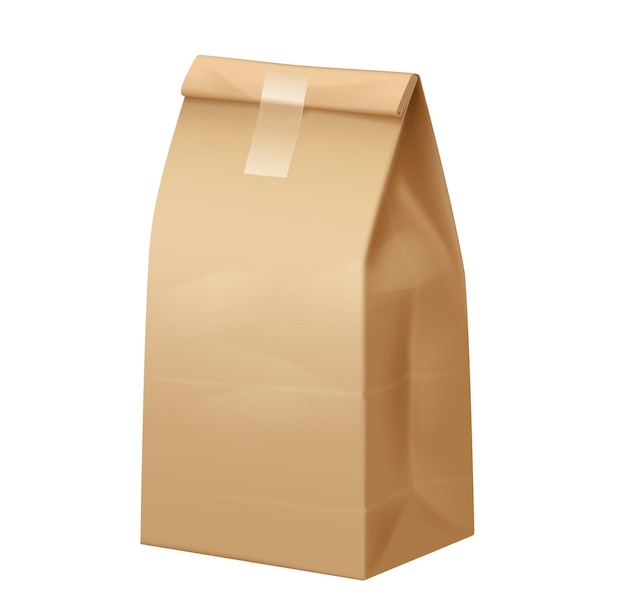 Sac en papier fermé avec une illustration vectorielle de ruban adhésif