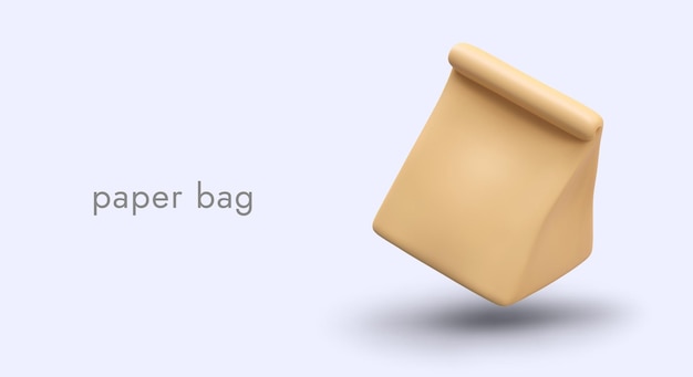 Sac en papier réaliste emballage jetable à partir de matériaux recyclables