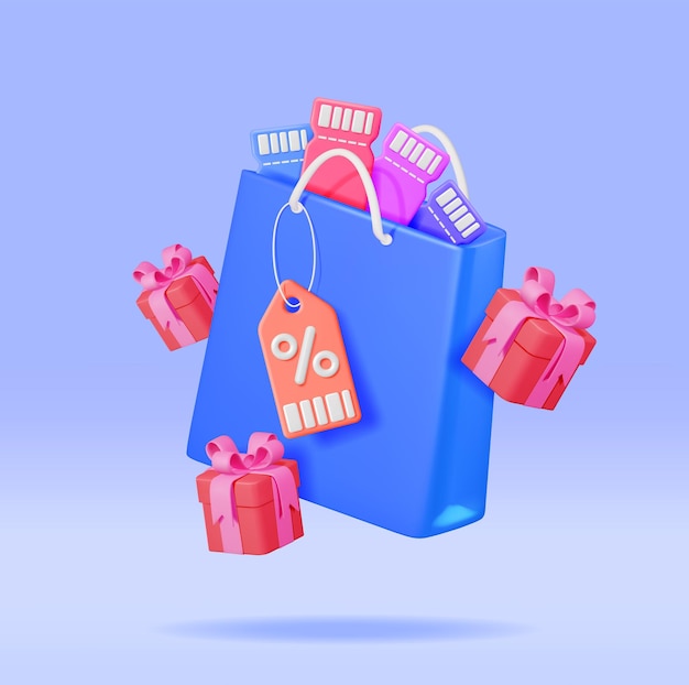 Sac à Provisions 3d Avec Pourcentage Et Coupon De Réduction