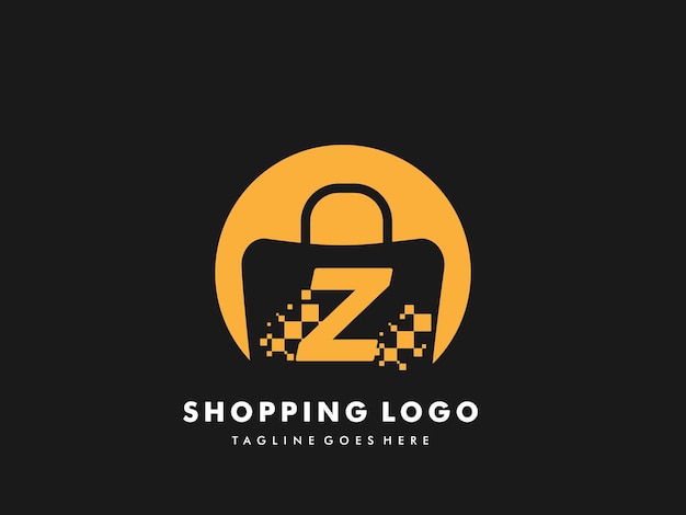 Sac à Provisions Vectoriel Cercle Isolé Avec Lettre Z, Icône Fast Shopping, Creative Fast Shop, Modèles De Logo Creative Fast Shopping.