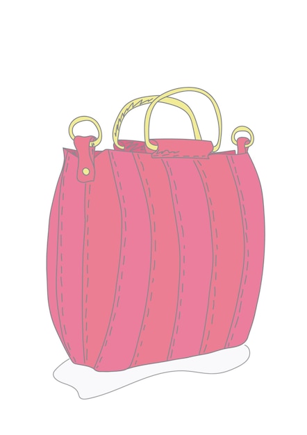 Vecteur un sac rose avec une anse dorée et un anneau doré.