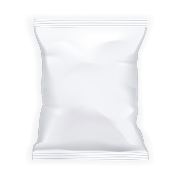 Vecteur sachet de collations alimentaires en aluminium blanc blanc