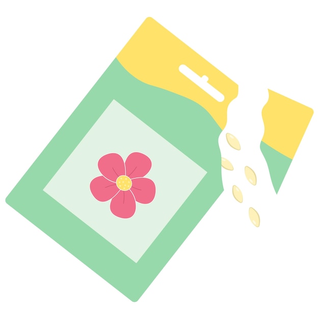 Sachet De Graines De Fleurs Vector Illustration Plate