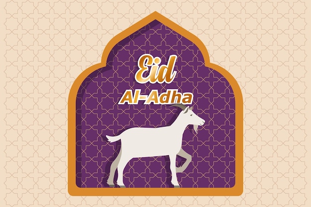 Sacrifice De Chèvre Blanche Pour Les Musulmans Célèbrent Happy Eid Aladha Illustration Vectorielle Pour La Bannière Et L'affiche De La Carte De Voeux Eid