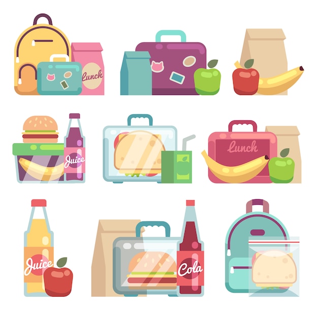 Sacs à collations scolaires. Une alimentation saine dans les boîtes à lunch des enfants.