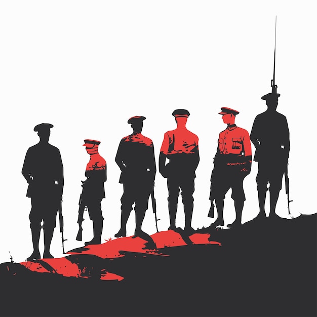 Vecteur sad_soldiers_troop_silhouette_vector_militaire