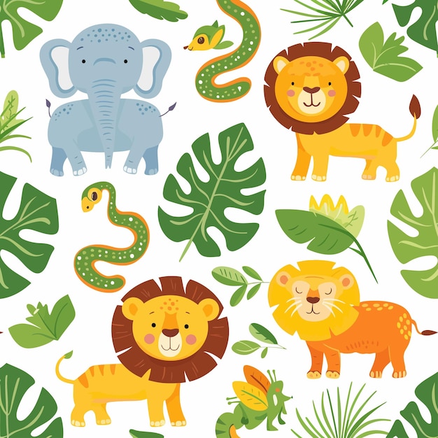 Safari_childish_seamless_pattern_vector