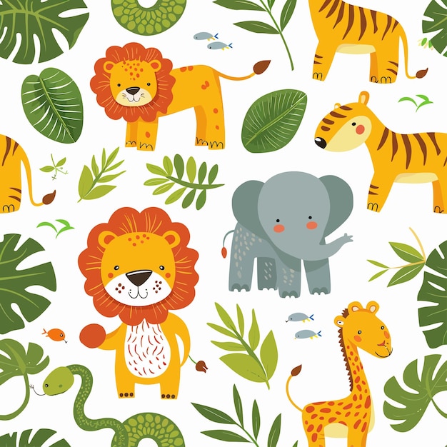 Safari_childish_seamless_pattern_vector