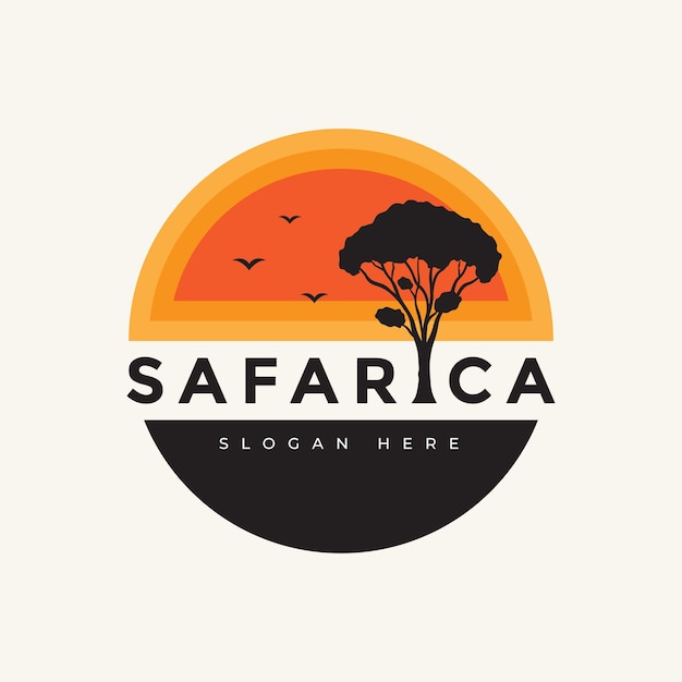 Safari Nature Faune Arbres Animaux Logo Design Graphique Vectoriel