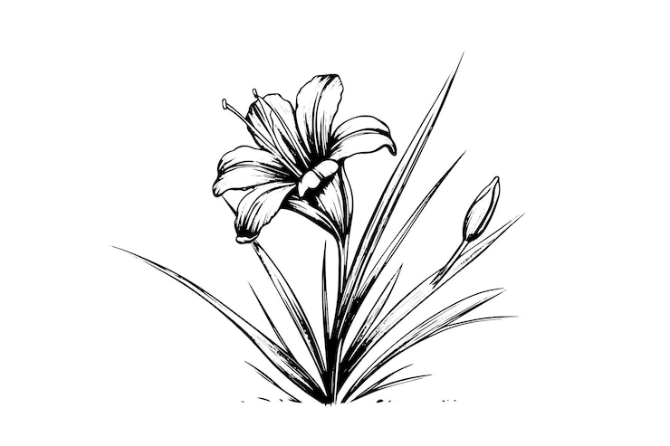 Vecteur safran ou crocus croquis à l'encre dessinés à la main illustration vectorielle dans un style vintage de gravure