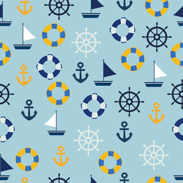 Sailor Seamless Pattern.sea Modèle Sans Couture De Décoration