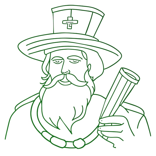 Saint patrick day lutin vert dessiné à la main dessin animé autocollant icône concept illustration isolée