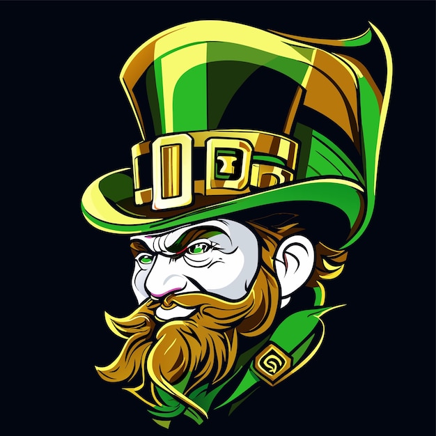 Saint patrick day lutin vert dessiné à la main dessin animé autocollant icône concept illustration isolée